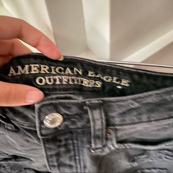 AMERICAN EAGLE Black Distressed Denim Mini Skirt - Picture 5 of 9